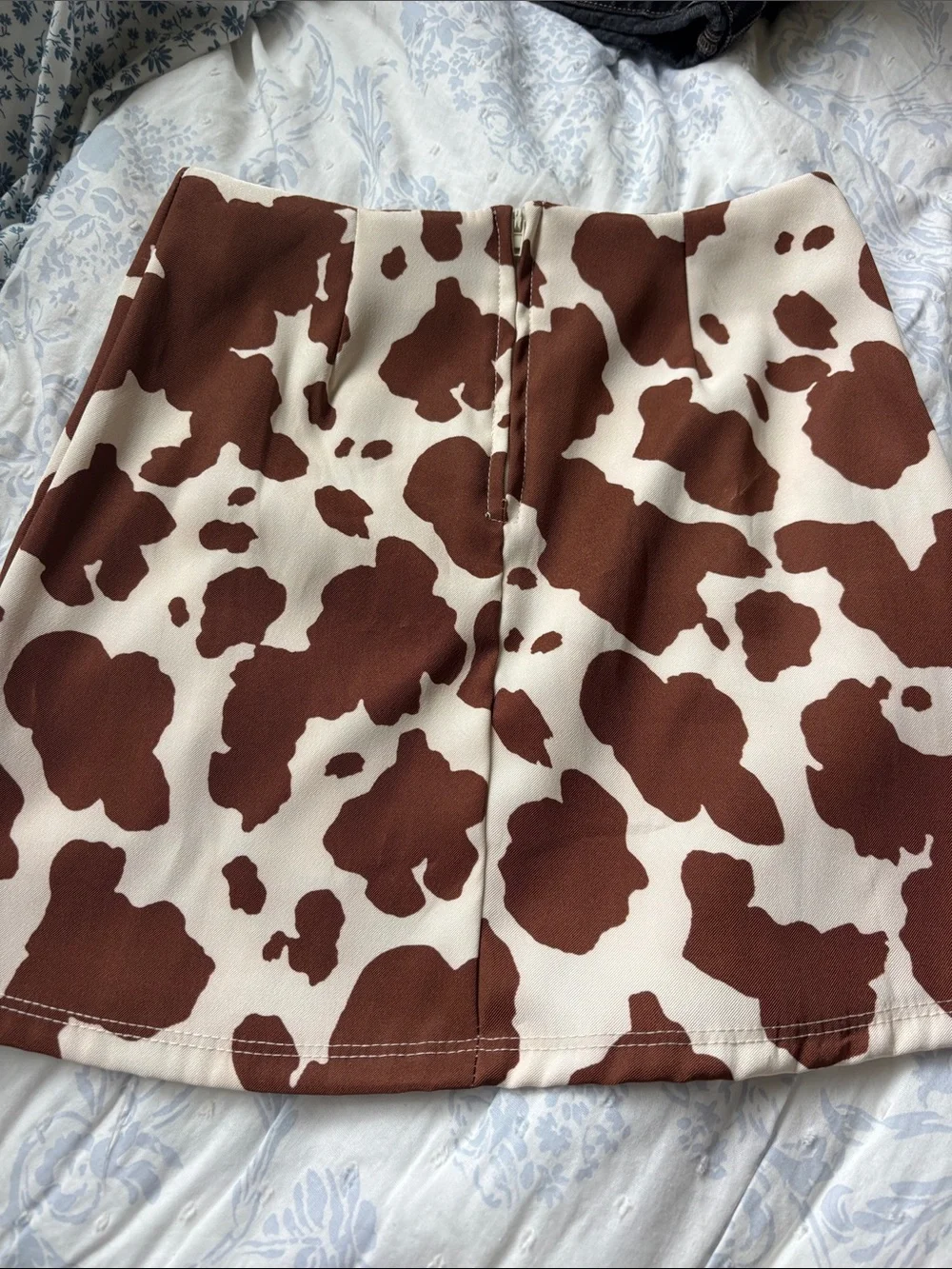 Brown Cow-Print Mini Skirt - Girls